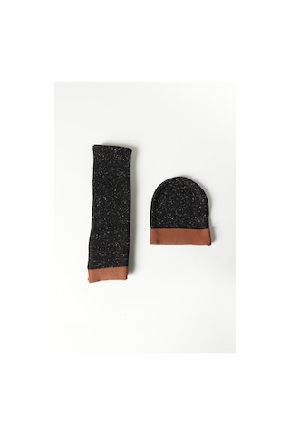 AC&Co / Altınyıldız Classics Erkek Antrasit-kahverengi Atkı-bere Set