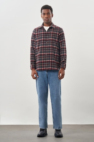 Vişne Yünlü Ekose Desen Yumuşak Yaka Cepsiz Uzun Kol Casual Comfort Fit Gömlek 1004245227 Vişne