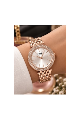 Taşlı Kadın Kol Saati Rose Gold - 573470022 Sarı
