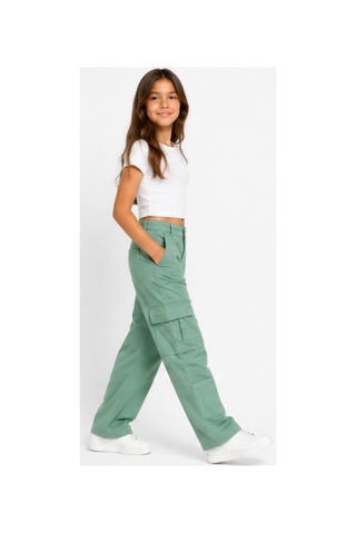 İrem Çocuk Giyim Kız Çocuk /erkek Çocuk Çok Cepli Bol Paça Model Yeşil Renk Kargo Pantolon Yeşil
