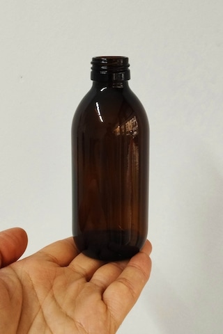 Afracam Yuvarlak Amber 200 Ml Siyah Kapaklı Cam Şişe 12 Adet