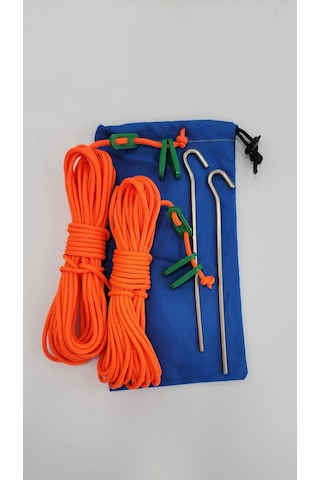 Turuncu 20m Polyester İp + 2  + 6 Ad Gergi Aparatı + Çanta Turuncu