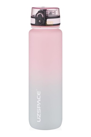 Uzspace 1000ml Çift Renkli Sızdırmaz Bpa İçermez Kilitlenebilir Kapaklı Motivasyonel Tritan Su Matarası Pembe-gri Çok Renkli