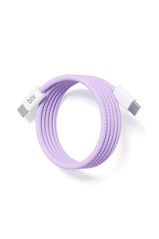 Bix T4cc 65w Usb-c To Usb-c Manyetik Tasarımlı Örgülü Hızlı Şarj Ve Data Kablosu 1 Metre Mor