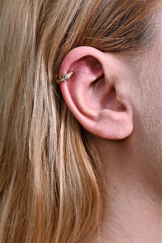 Gold Desen Detay Zirkon Taş Çelik Piercing Tragus Helix Kıkırdak Küpesi-0vp170 Çok Renkli