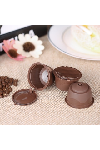 Padalink 3'lü Yeniden Kullanılabilir Kahve Kapsülü Seti Kaşık+fırça - Dolce Gusto Uyumlu, Gıda Grubu Pp+304 Çelik, Kahve Rengi Diğer