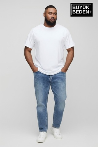 Superlife Büyük Beden Erkek Basic Bisiklet Yaka 2'li Tişört Seti 3xl-6xl Spr26bts510+2 Whıte-whıte