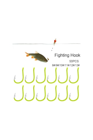 Valkyrie 300 Adet Floresan Sarısı 8-13 Boy Paslanmaz Karbon Çelik Balık Olta Kanca Zoka Seti - Güçlendirilmiş Tasarım - Norveç İğnesi