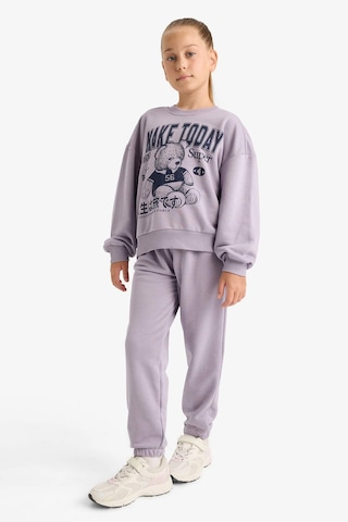 Defacto Kız Çocuk 2li Takım Baskılı Sweatshirt Eşofman Altı E6416a825aupr314 Mor