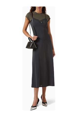 Acne Studios Katmanlı Midi Elbise - - %93 Viskoz, %7 Elastan - Jersey Kumaş Gri