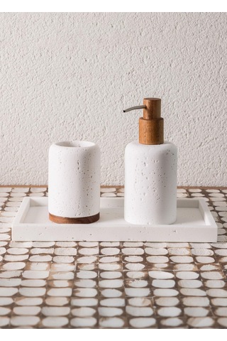 The Mia Travertine Banyo Tepsisi Beyaz 28x16x3 Cm Çok renkli