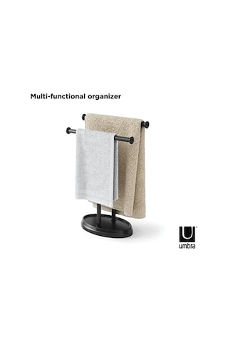 Umbra Palm Lavabo İçin Havlu Askısı, Serbest Duran Havlu Askısı, İki Kollu Metal Takı Koyma Yeri İle, Siyah, Standart Boyut 4 Renk