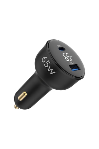 65w Led Ekranlı Type-c + Usb-a Araç Şarj Aleti İphone & Android & Notebook Araç İçi Şarj Cihazı