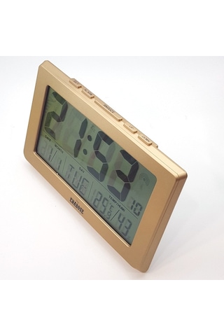 Enarose 1708 Diijital Duvar-Masa Saati Alarm- Isı-Nem Ölçer Gold