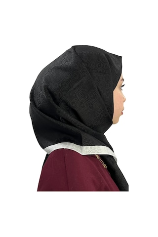 Vakko Pamuk İpek Şal - Helezon Monogram - Siyah Beyaz