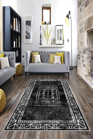 West Home Dijital Baskı Yıkanabilir Kaymaz Taban Salon Halısı Mutfak Halısı Yolluk Ve Banyo Paspası Wh 435 Black