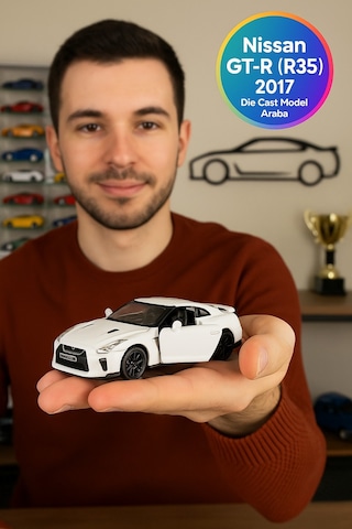 Uzak Doğu Serisi Nissan Gt R R35 Beyaz Açılır Kapılar Diecast Çek Bırak Metal Model Araba 11 Cm 1:32