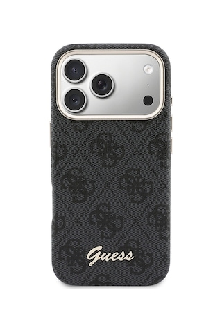 Apple Uyumlu iPhone 17 Pro Max Kılıf Guess Lisanslı M-safe Özellikli Script Yazı Logolu 4g Desenli Kapak Siyah