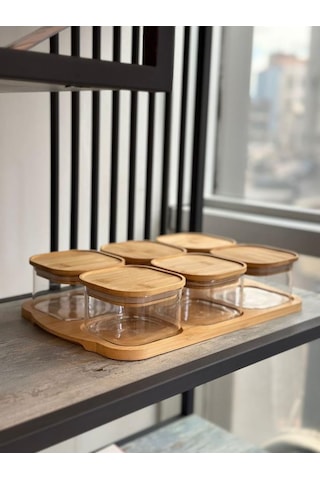 Mien 6'lı Cam Kahvaltılık Bambu Kapaklı M-0003 Bambu