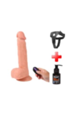 Lilitu Shop 21 cm Belden  Bağlamalı Titreşimli Realistik Dildo Penis Set