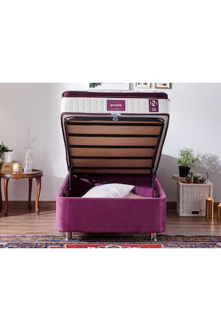 Nironyatak Niron Purple Baza Ve Başlık Seti - 90X200 Cm Tek Kişilik Sandıklı
