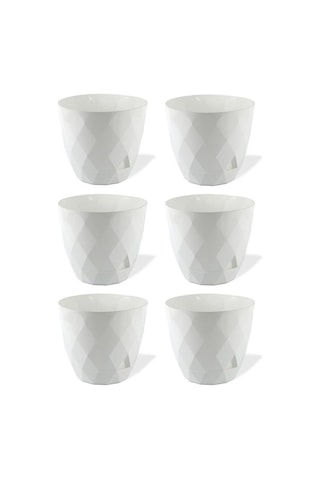 Omnipazar Krs-452 Yakamoz Tabaklı Plastik Saksı Takımı 1.3 Lt Beyaz 6 Adet