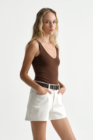 Açelyaokcu Premium Darcy V Yaka Bodysuit Kahverengi