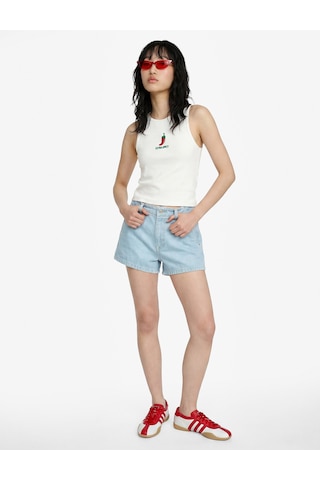 Koton Pamuklu Düşük Bel Chino Cepli Rahat Kalıp Mini Denim Şort Açık İndigo 6sal40286md
