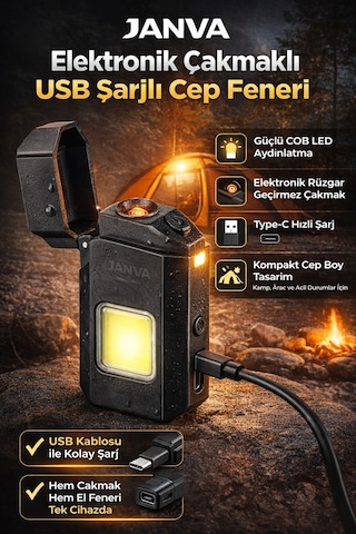 Çakmaklı Ultra Güçlü Işık El Cep Feneri Usb Şarjlı Anahtarlık Küçük Fener Çok Modlu Karışık