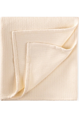 Hasır Desen Bebek Pamuk Battaniye Yıkanmıştır 93x100 Cm +/- 3 Cm Naturel Natürel