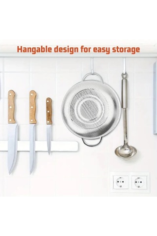 Paslanmaz Çelik Kulplu Çok Amaçlı Makarna Un Meyve Sebze Süzgeç 19 Cm Çok Renkli