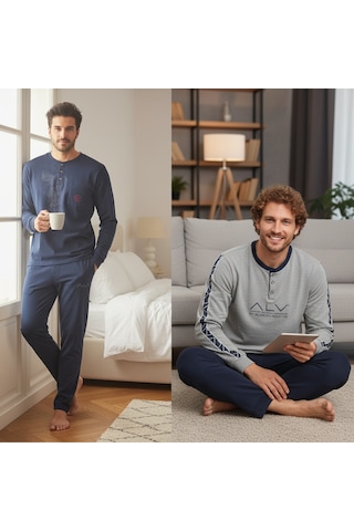 Bonbon Erkek Pamuklu Bohçalık Ve Çeyizlik 2 Adet 2'li Pijama Takımı Bb2477 Çok Renkli