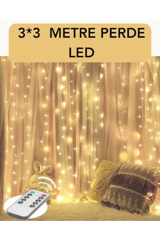 3x3 Metre Perde Led Işık Parti Ve Bahçe Dekorasyonu Sarı
