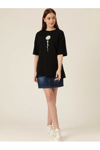 Baskılı T-shirt - Siyah Siyah