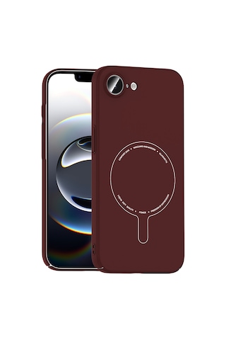 Apple iPhone Uyumlu 16e Kılıf M-safe Şarj Özellikli Kamera Korumalı Zore Elio Sert Pc Kapak - Bordo