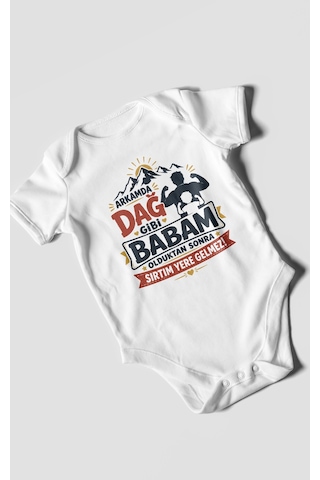 Morivokids Babaya Özel Kısa Kollu Bebek Body %100 Pamuk Zbn209-kk Beyaz