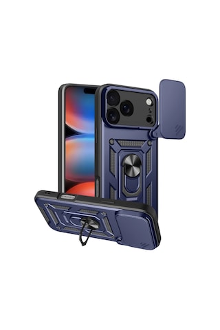 Apple, Uyumlu iPhone 17 Pro Max Pars Lens Yüzüklü Silikon Lacivert