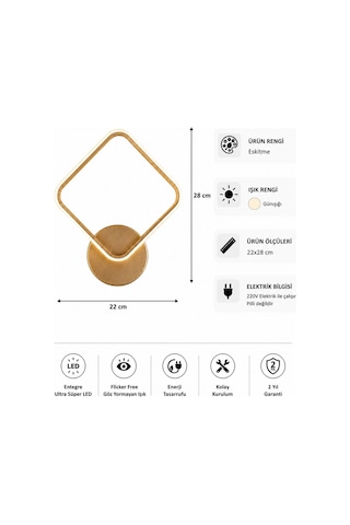 AvizeGO Luko Modern Led Duvar Apliği Günışığı Eskitme