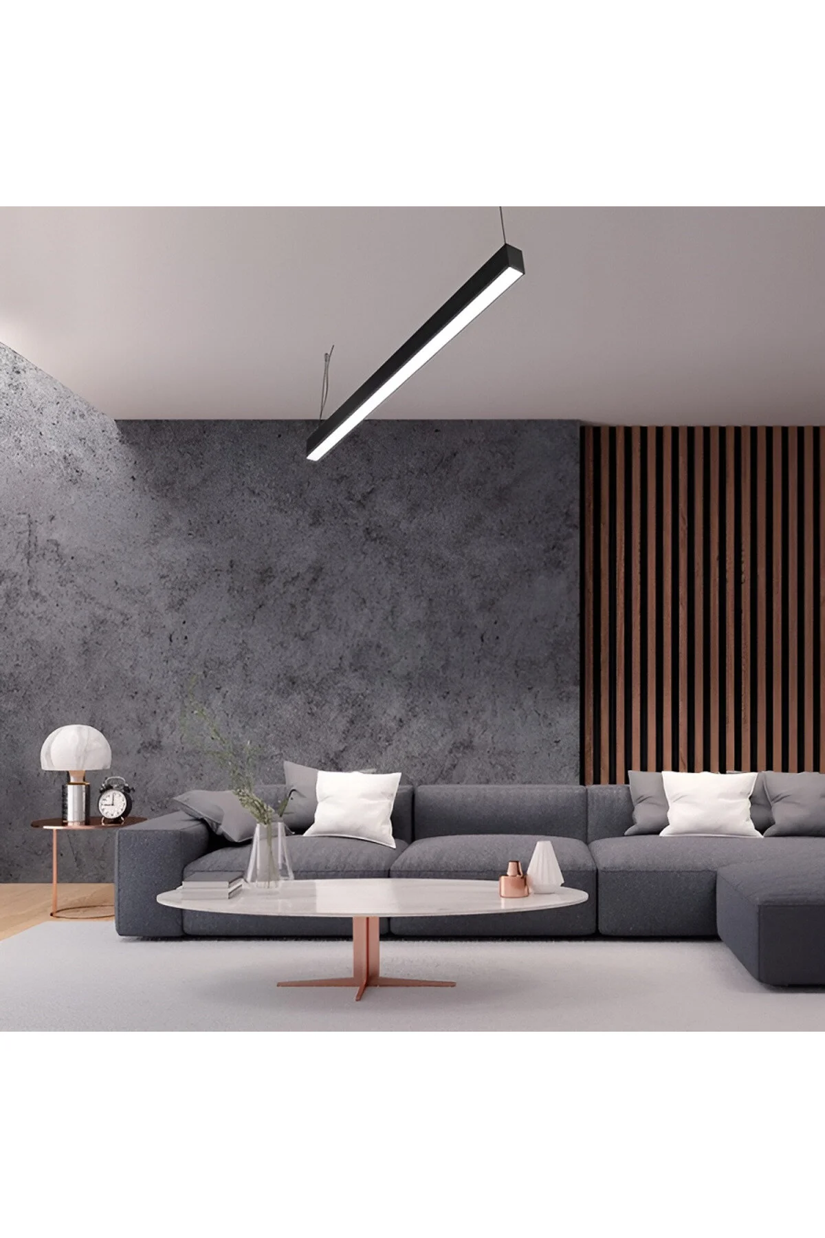 100 Cm Sarkıt Linear Led Armatür Siyah Kasa 6500k Beyaz Işık Siyah