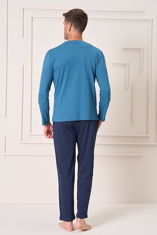 Erkek Pamuk Uzun Kol Pijama Takımı 4106 Petrol Petrol