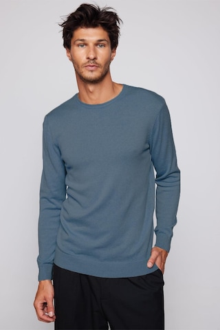 Tudors Erkek Slim Fit Dar Kesim Bisiklet Yaka İndigo Triko Kazak-32480 Indıgo İndigo