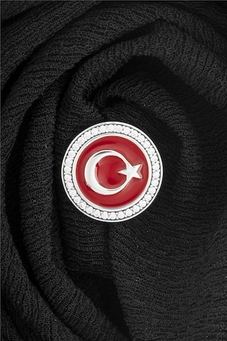 925 Ayar Gümüş Zirkon Taşlı Yuvarlak Ayyıldız Rozet -8063