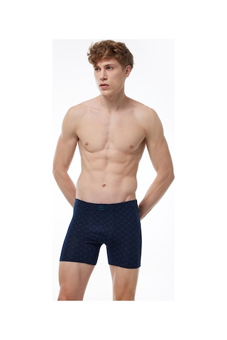 Malabadi Erkek 3 Lü Lacivert Desenli Premium Collection Modal Uzun Boxer 3m250 Set-1