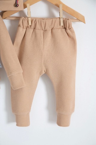 Happy Nakışlı Pamuklu Erkek Bebek Takım 2'li - Kahverengi