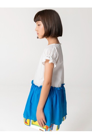 Sheshe Yarım Kollu Pamuklu Balık Desenli Kız Çocuk Elbise Renkli