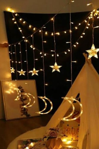 Magicledcorner Ay Yıldız Perde Led Dekoratif Aydınlatma