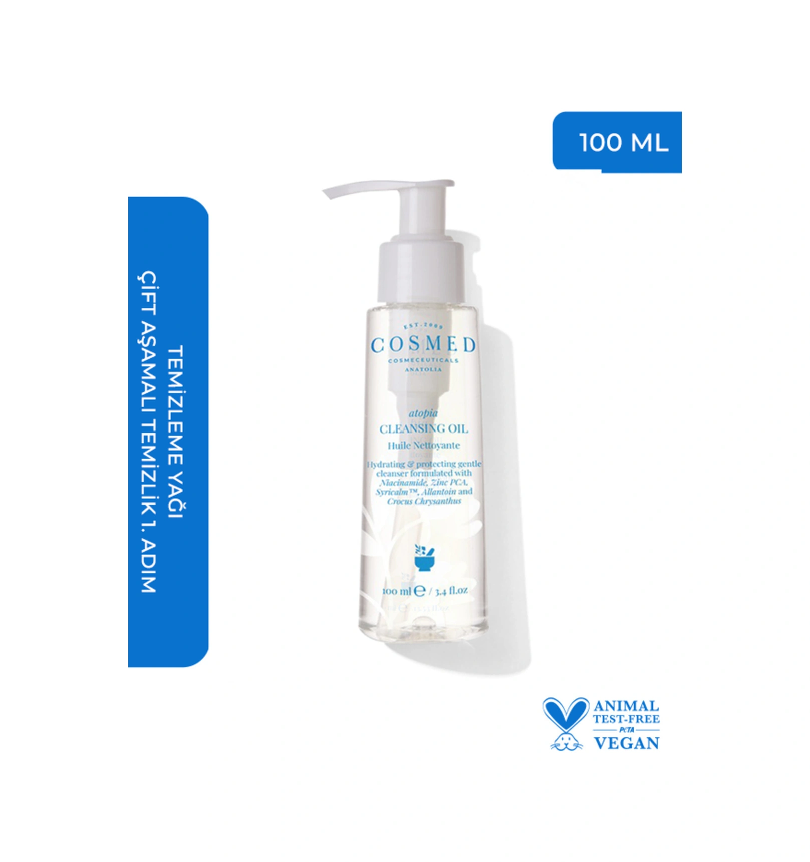 Cosmed Atopia Cleansing Oil - Yüz Ve Vücut Için Temizleme Yağı - Yağ Bazlı Temizleyici 100 ml