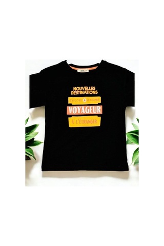 Zekids Erkek Çocuk Lemonde Baskılı Pamuklu Tshirt-14062-siyah Siyah