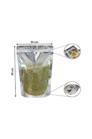 Doypack Pencereli Metalize Kilitli Kese Kağıdı - 1000 Gramlık - 20x30x8 Cm. - 200 Adet