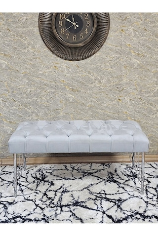 Krom Tel Ayaklı 90 Cm Puf Bench - Puf - Bench - Kasalı Oturak - O Çok Renkli